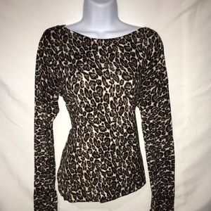 White House Black Market Sz L Leopard Sweater